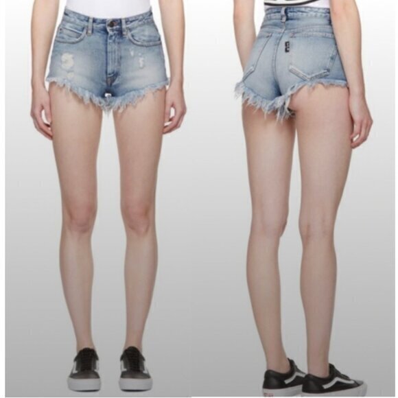 Palm Angels Denim Shorts Hot Pant Cut Offs in Blue